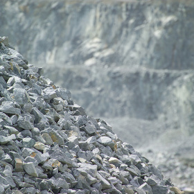 Pile of crushed grey rock
