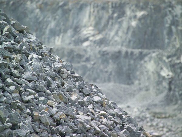 Pile of crushed grey rock