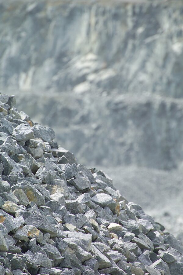 Pile of crushed grey rock